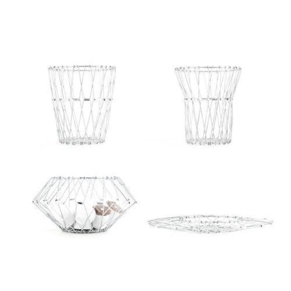Set of Two Kikkerland Wire Collapsible Baskets Silver NWT - Picture 1 of 6